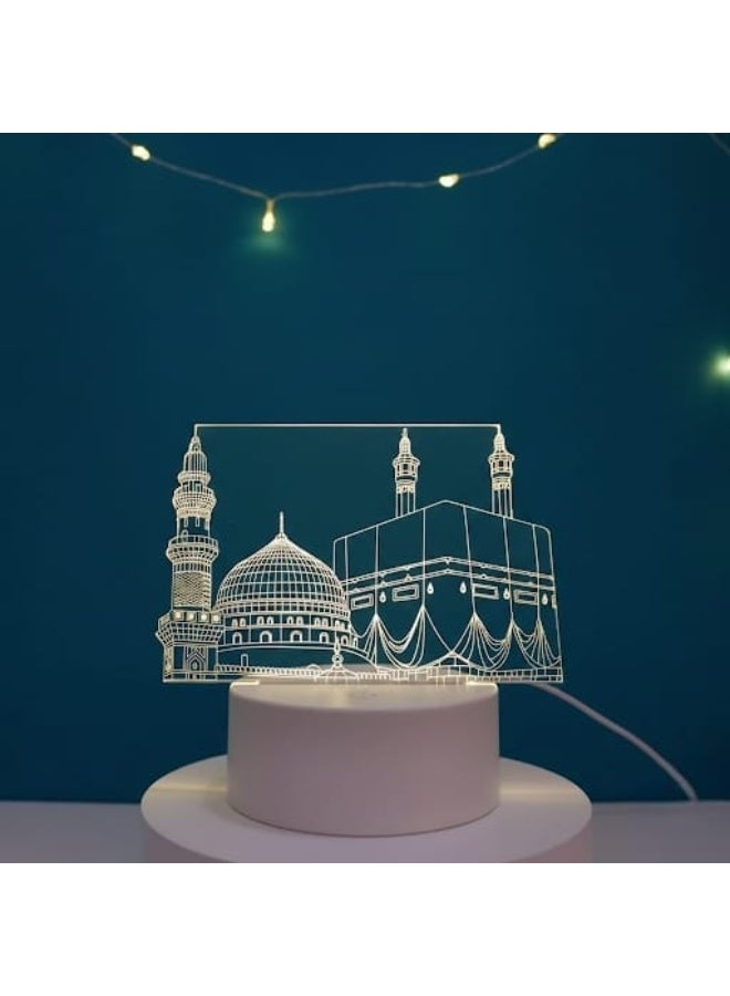 3D Ramadan Decor LED Acrylic Night Light – Islamic Calligraphy Board with Soft Warm Glow, USB Powered Night Lamp for Ramadan, Prayer Room & Muslim Home Decor - Image 3